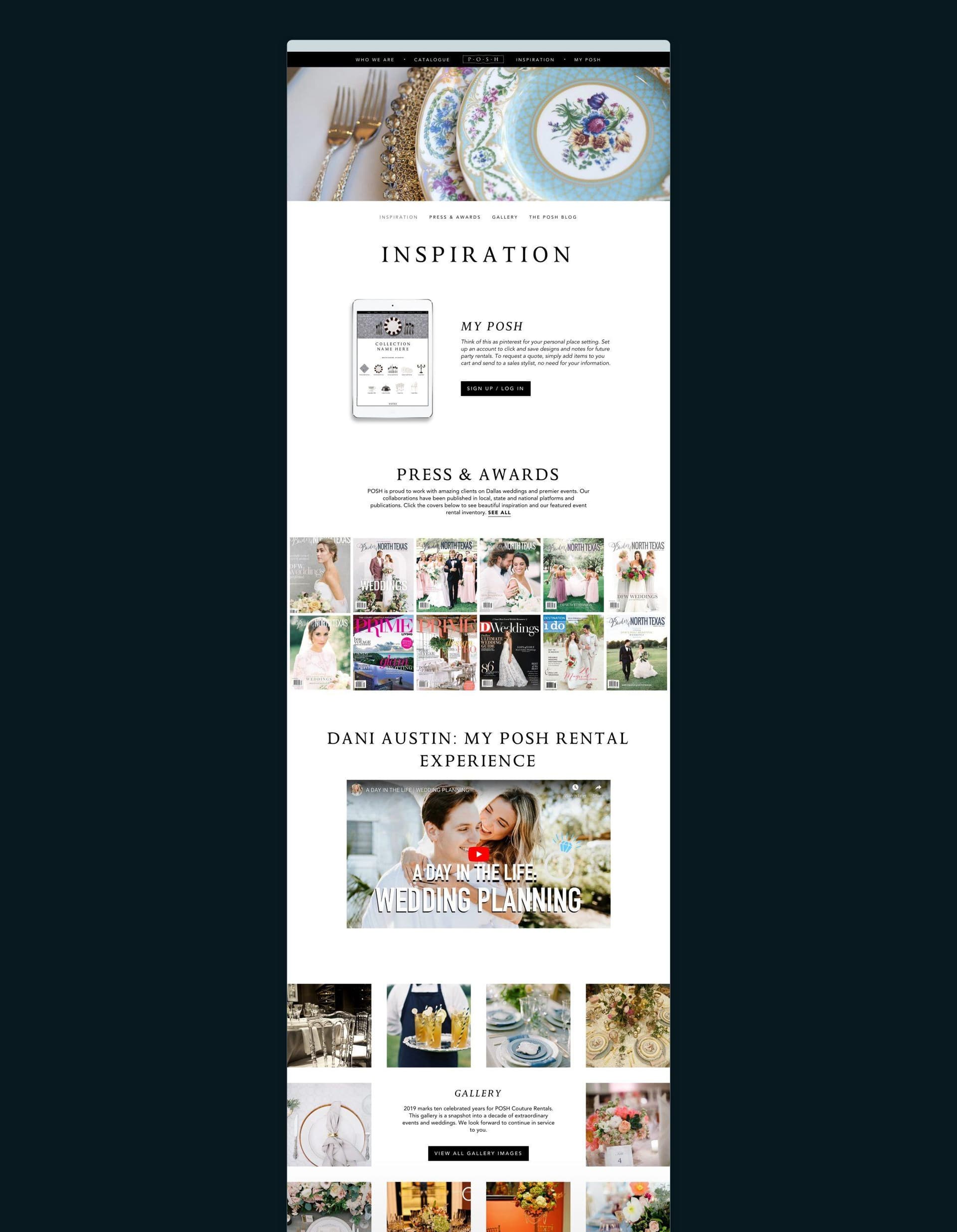 A screenshot of the Posh Couture Website on desktop