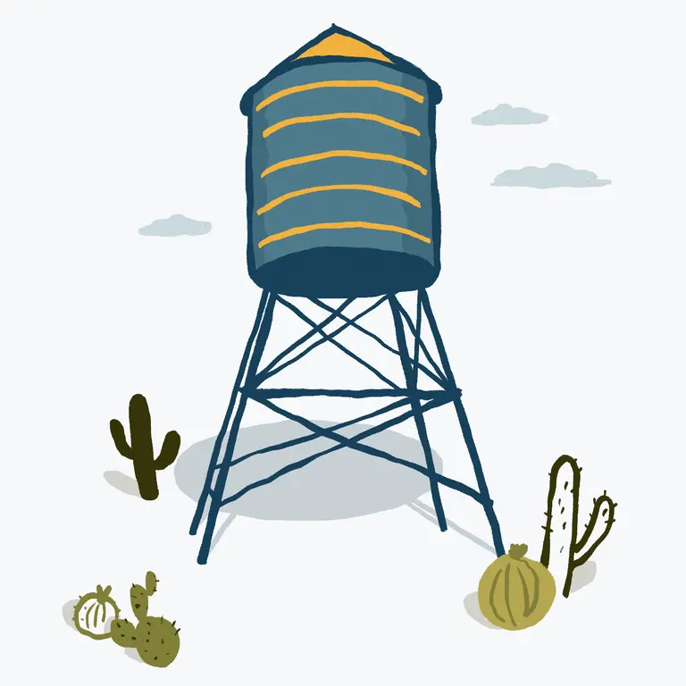 An illustration of a water tower