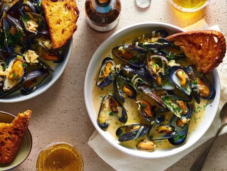 The best moules mariniere sailor style mussels recipe HERO 2dfa81d3cfab4bec956755b74c682570