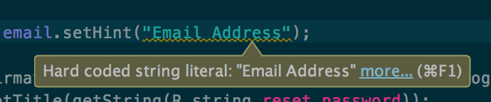 hard coded string warning
