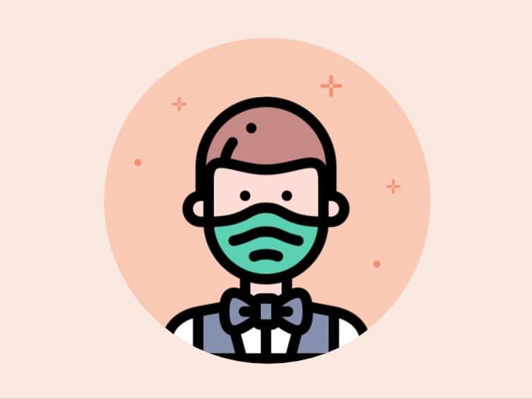 Service Staff w Mask Illustration