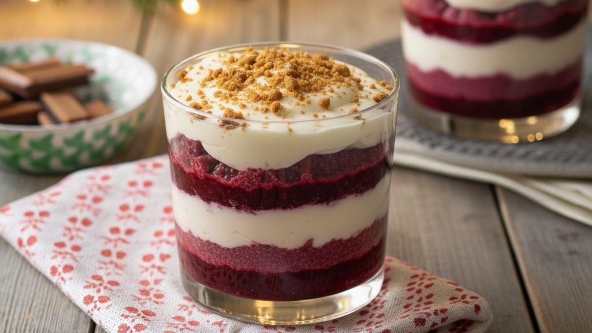 Glühweingrütze mit Vanille-Spekulatius-Sauce im Glas (inkl. Löffel)