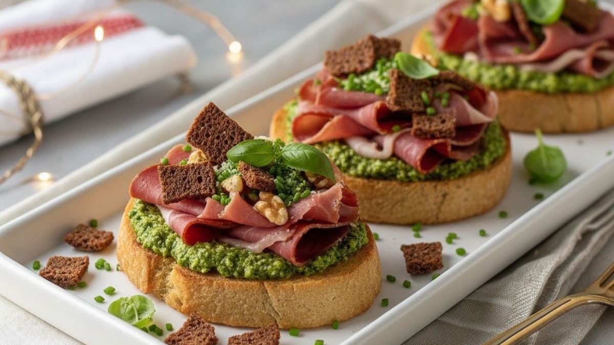Schwarzwälder Schinken mit Walnusspesto und Brotchips