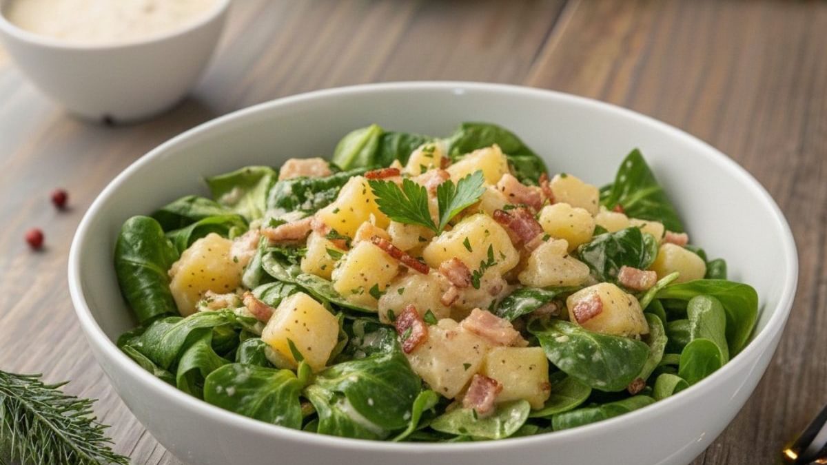 Feldsalat mit Kartoffel Speck Dressing