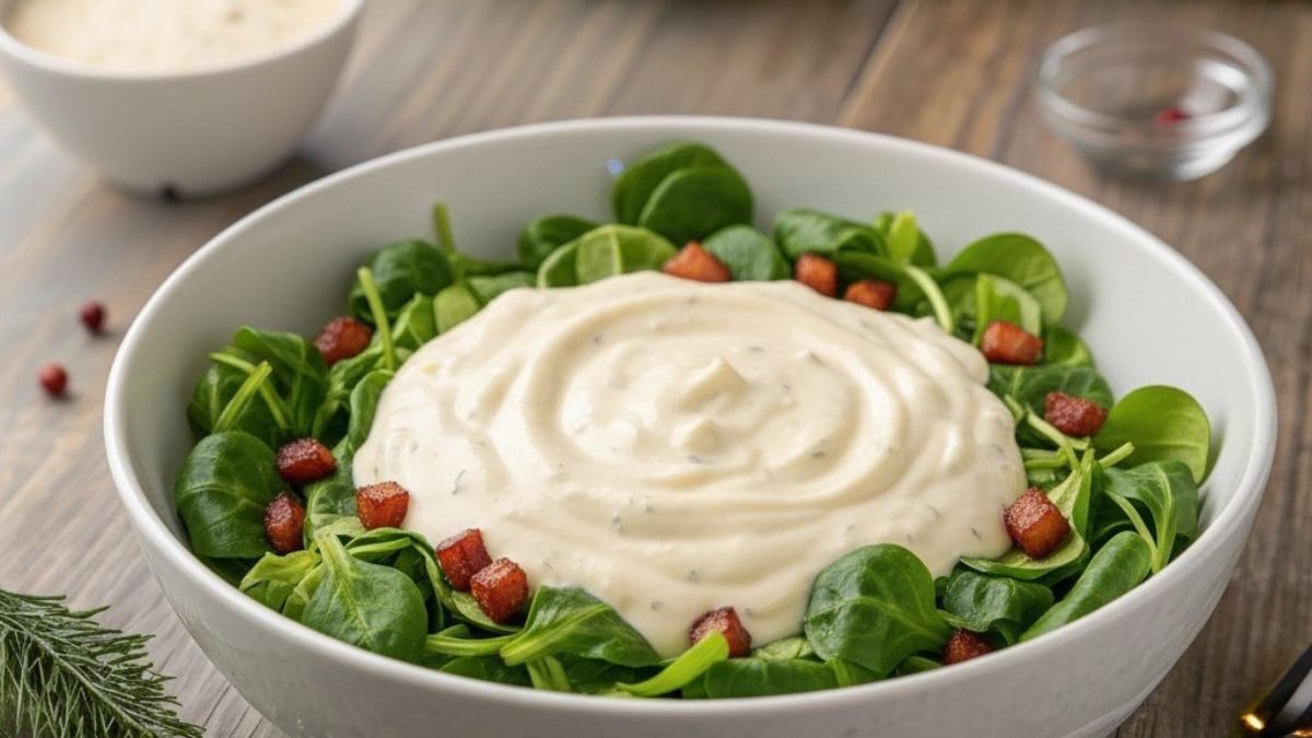 Feldsalat mit Schinken Schmanddressing