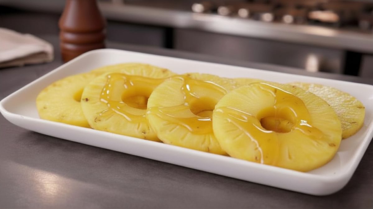 Gegrillte Ananas mit Honig (roh)