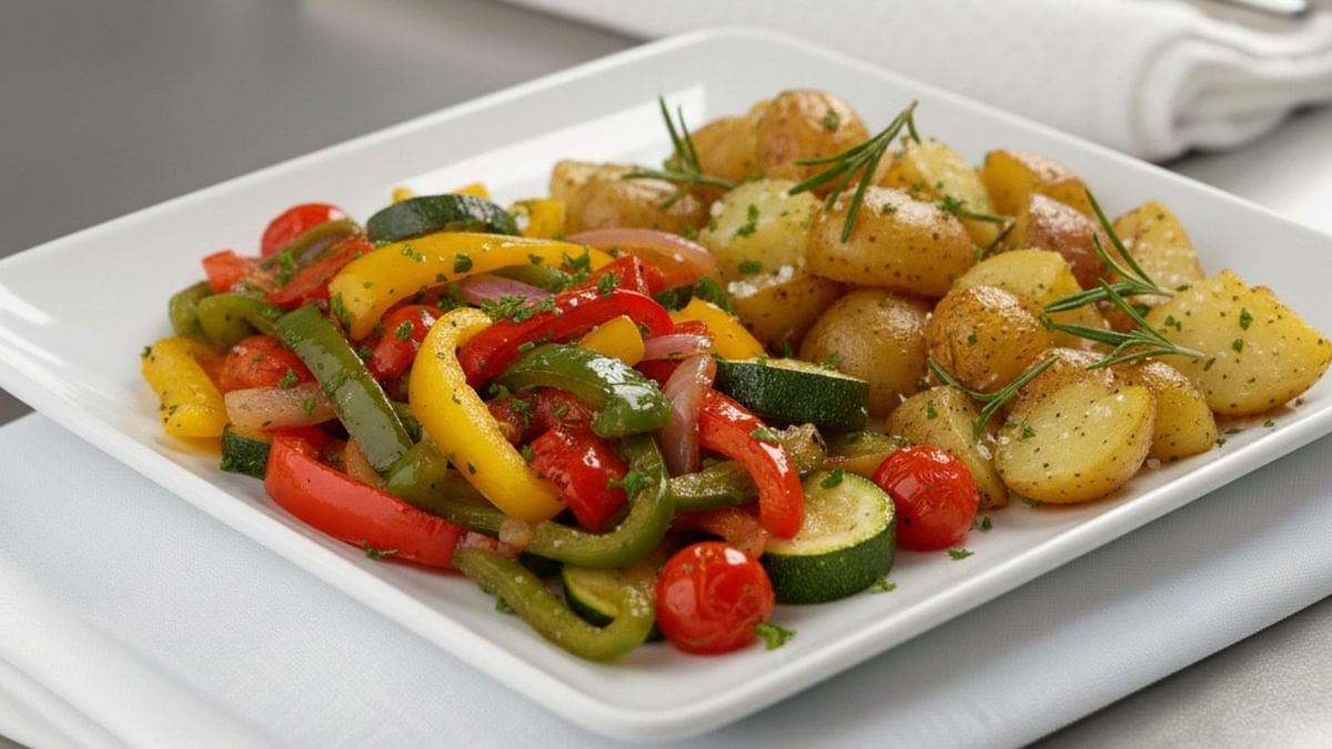 Gemüsepfanne mit Rosmarinkartoffeln
