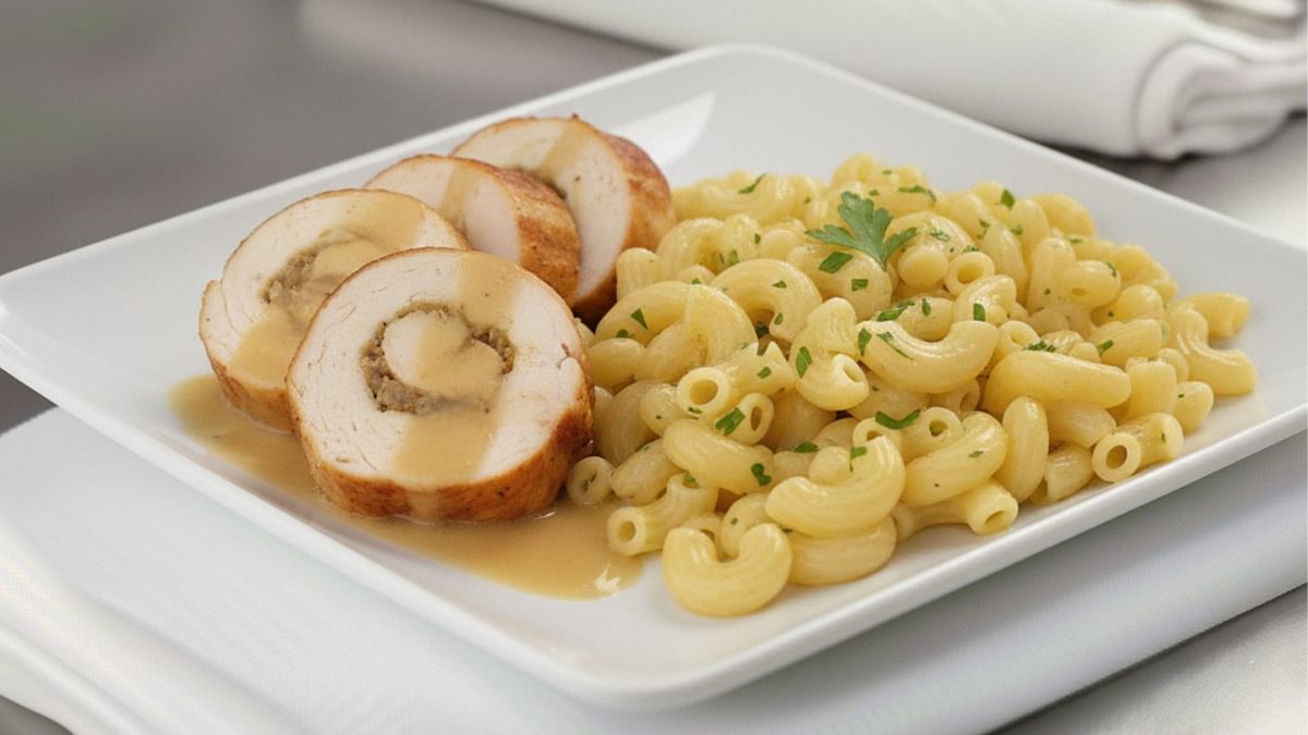 Hähnchen-Roulade mit Makkaroni