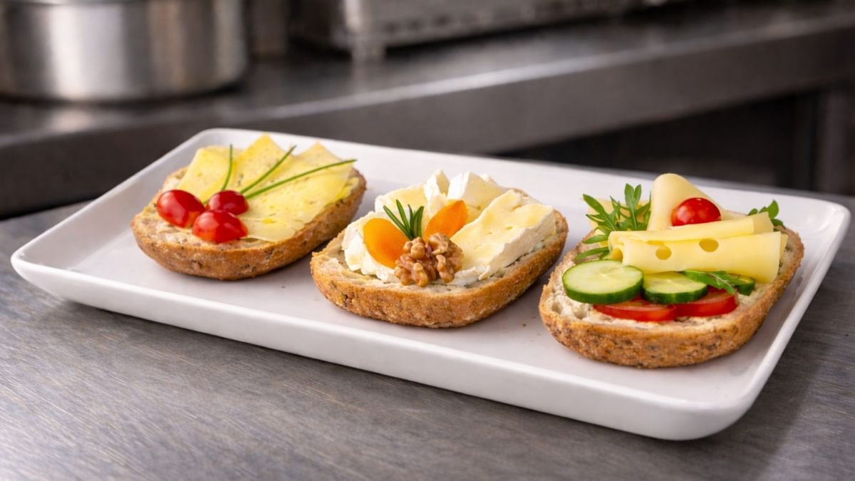 Halbe Brötchen mit Käse