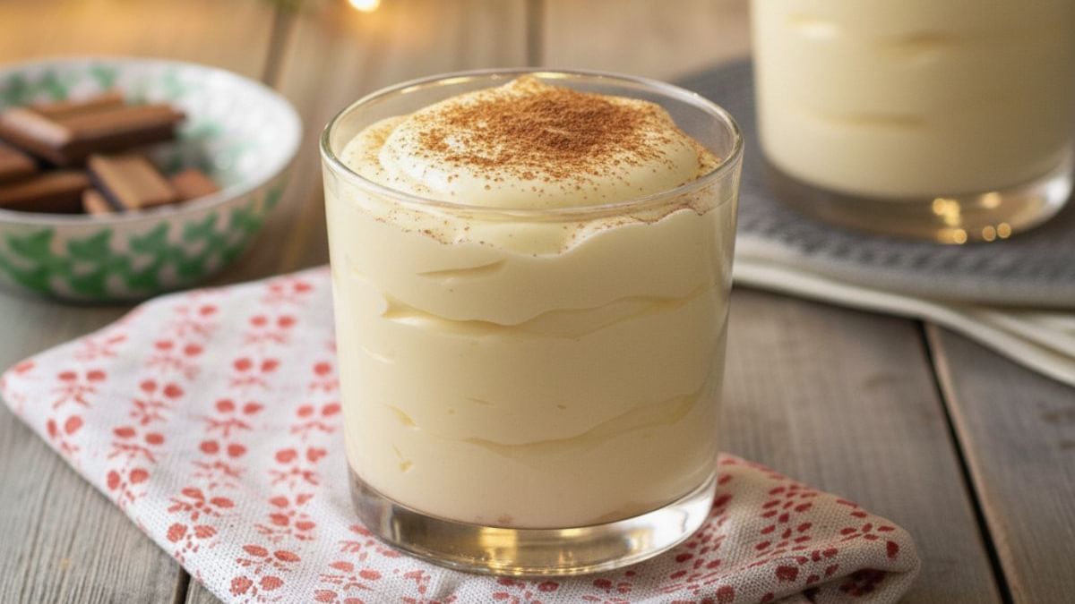 Honigcreme mit Zimt in glass