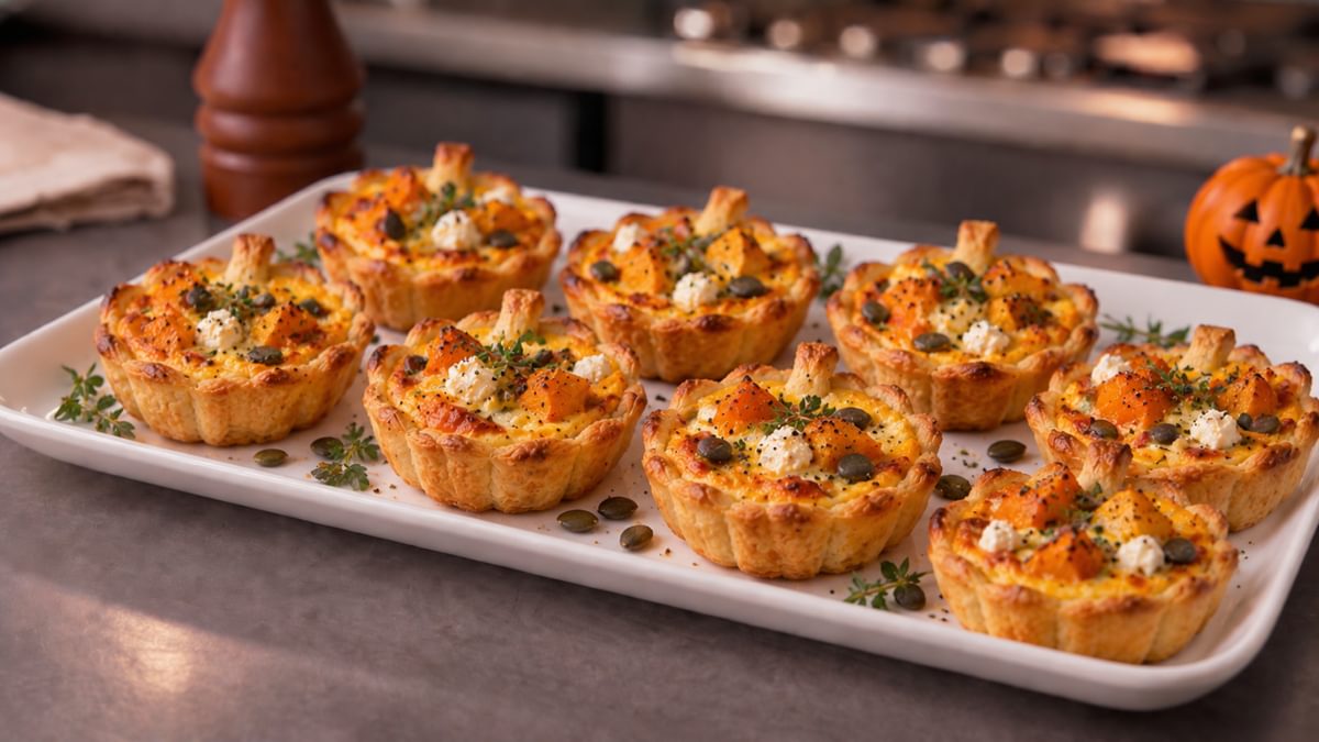 Mini Kurbis Quiches mit Kurbis Feta