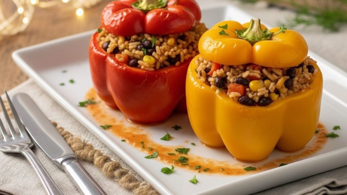 Vegane gefüllte Paprika