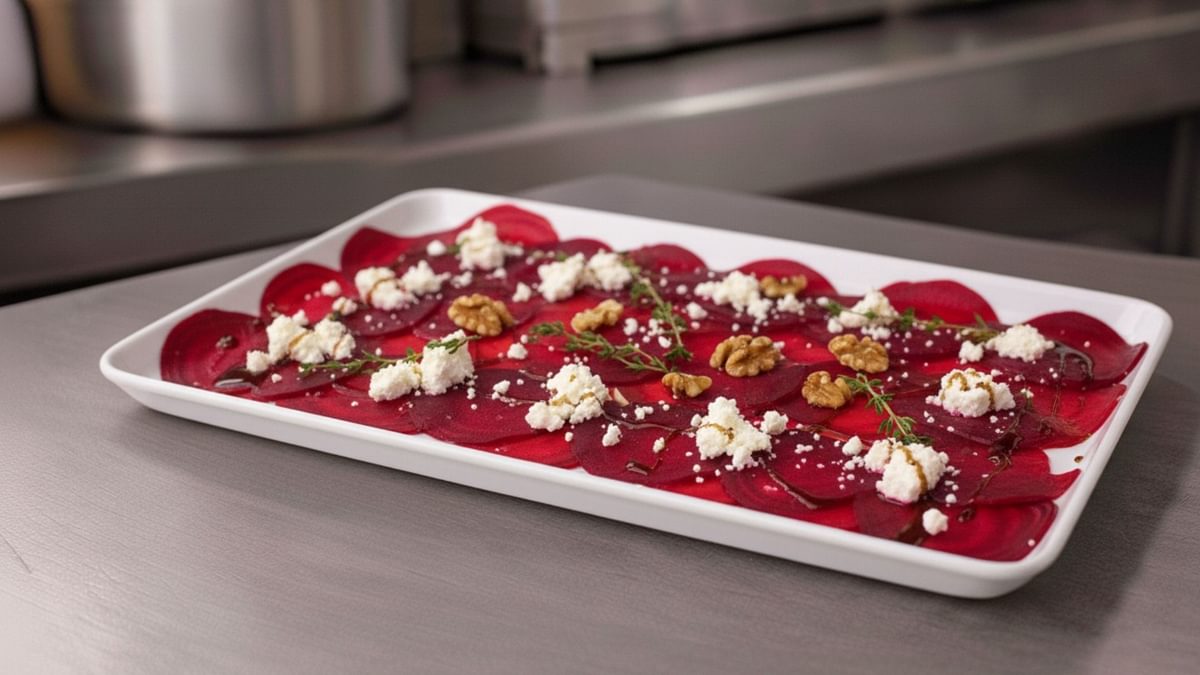 Rote Beete Carpaccio mit Feta und Walnussen