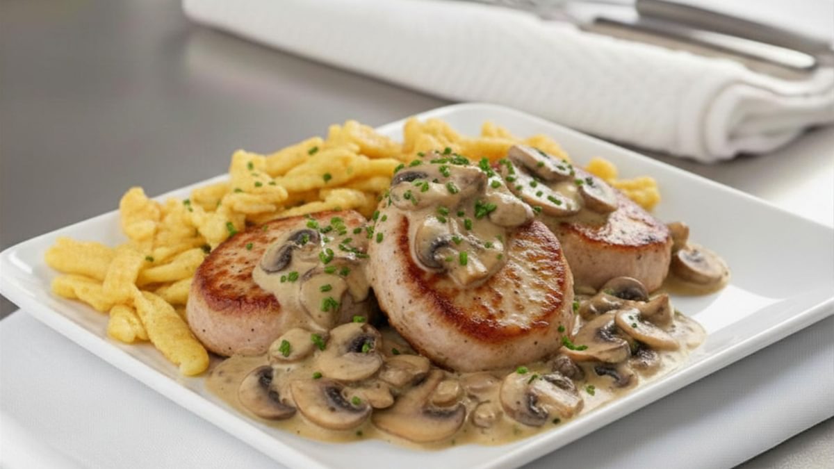 Schweinemedaillons mit Champignon-Rahmsauce
