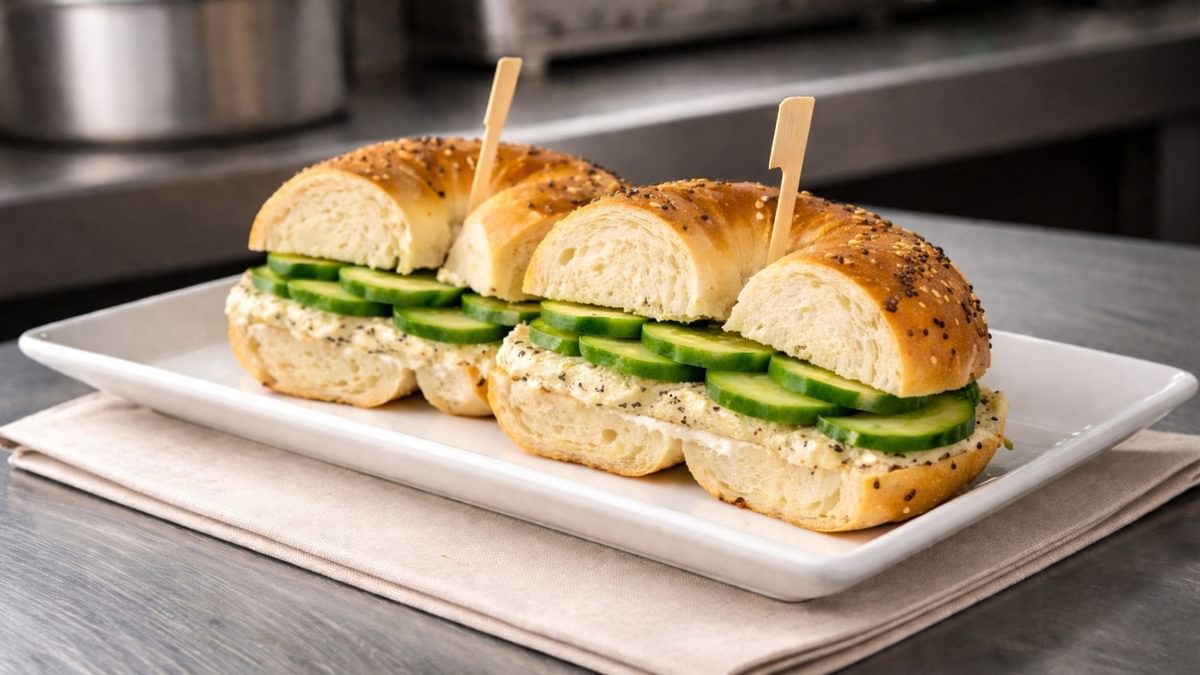Veganer Bagel Hummus Gurke