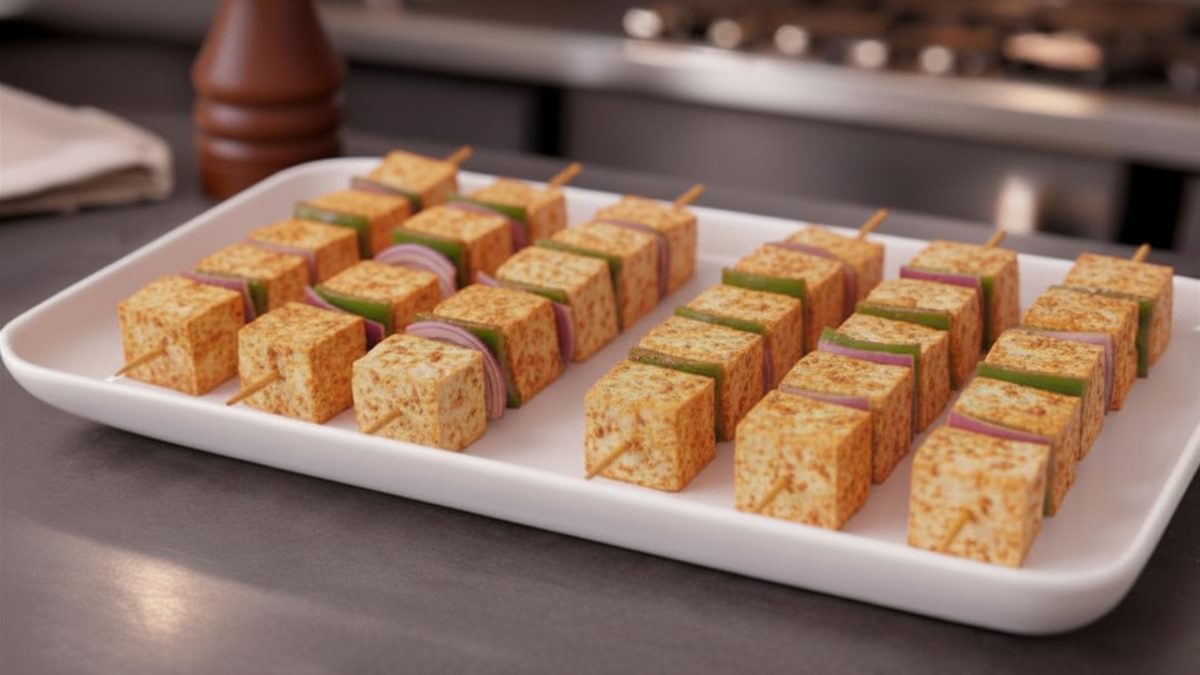 Veganer Tofu-Grillspieß (roh)
