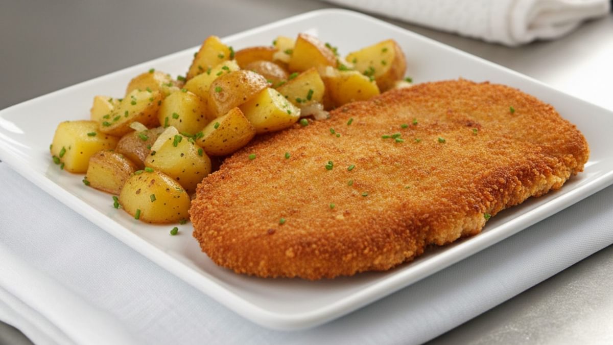 Veganes Schnitzel mit Bratkartoffeln