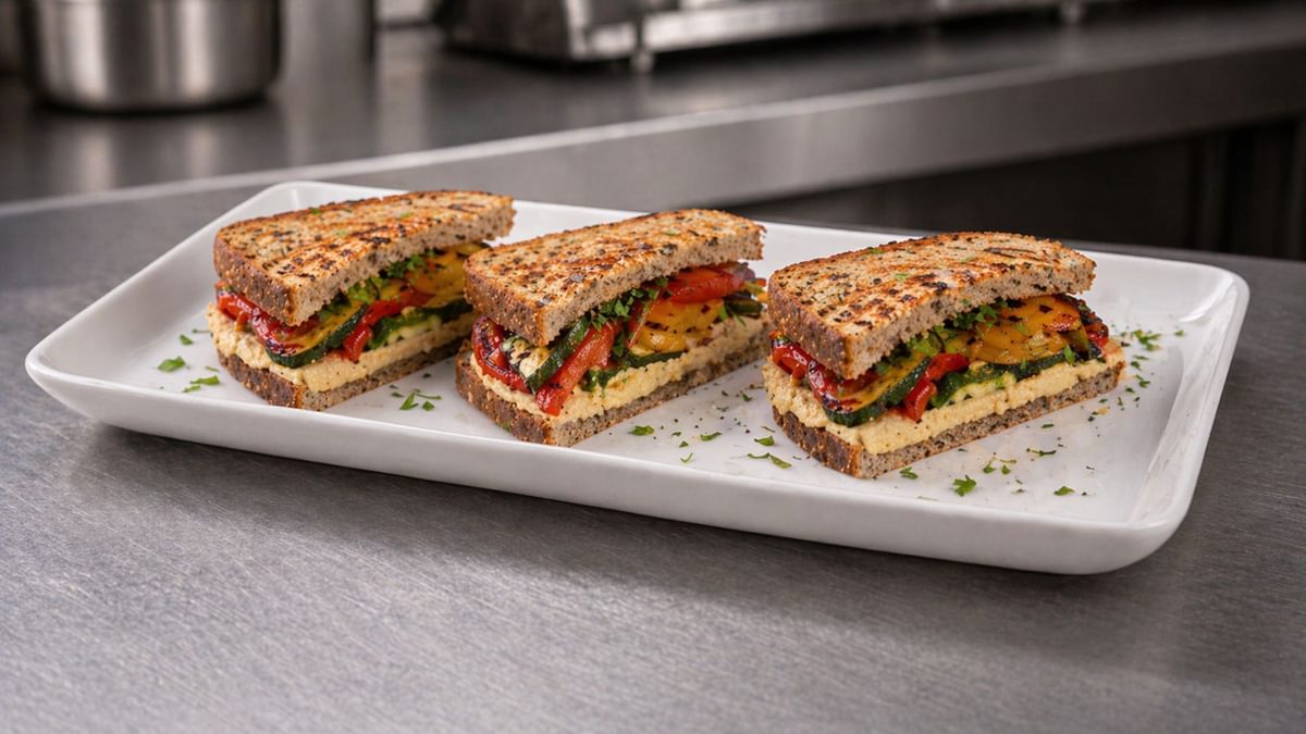 Hummus & Mediterranes Grillgemüse Sandwich