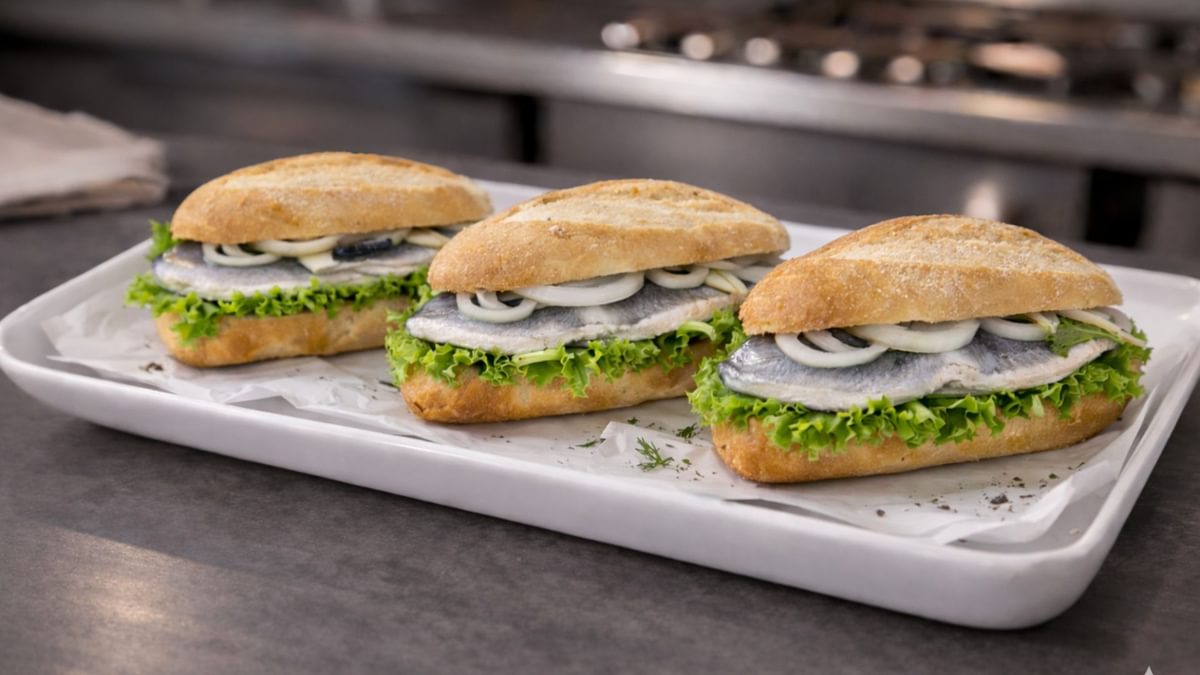 Klassisches Fischbrötchen mit Remoulade