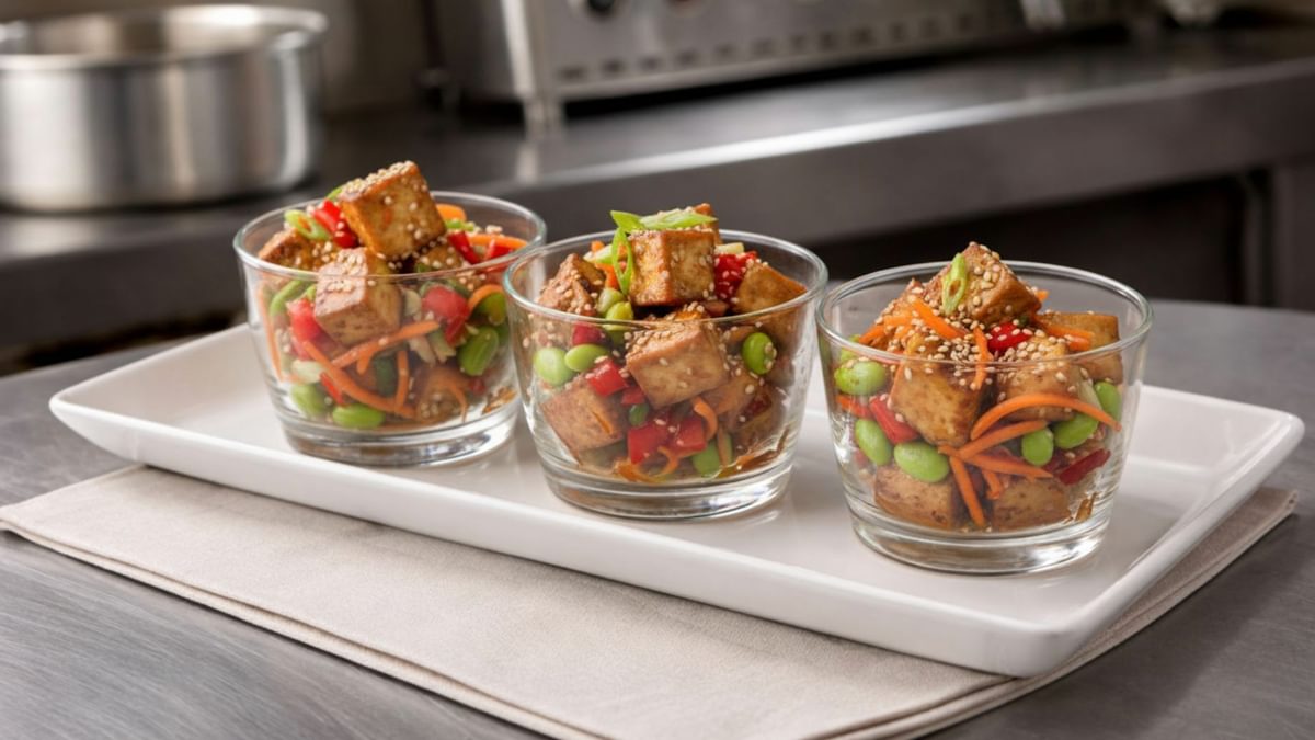 Tofu Poke Mini-Cups mit frischem Gemüse