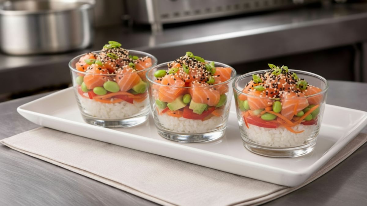 Lachs Poke Mini-Cups mit Avocado