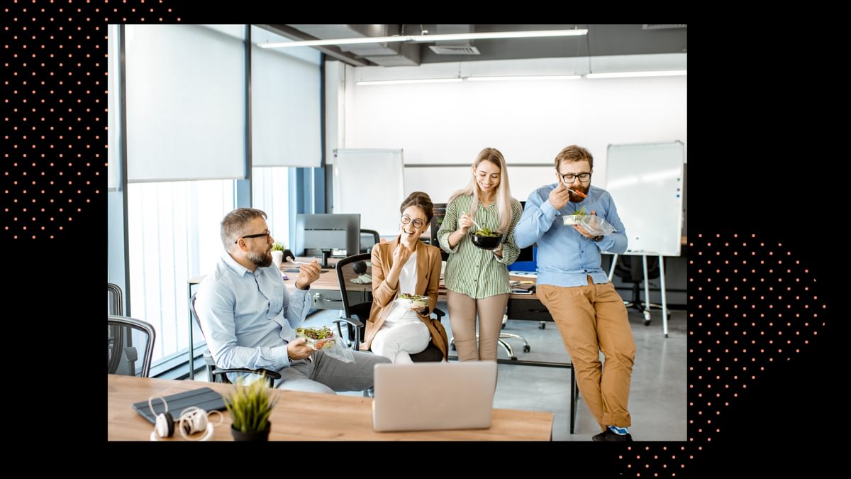 people eating in an office