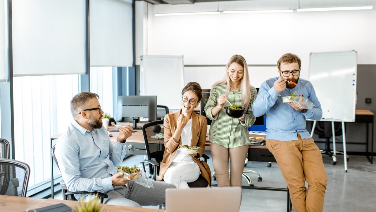 Employees having lunch