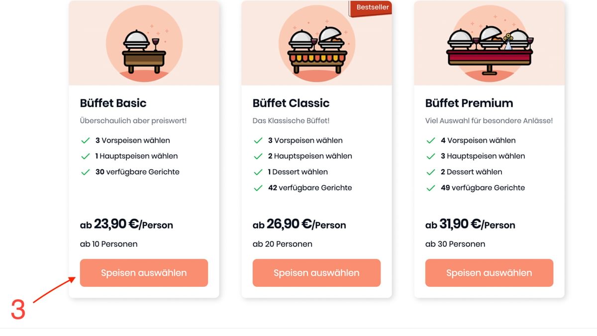 Wähle dein gewünschtes Menü