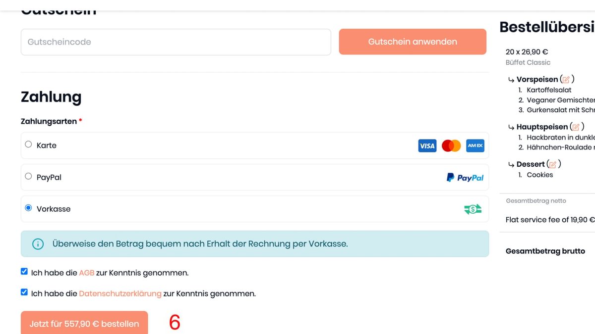 Fülle die benötigten Informationen aus und bestelle