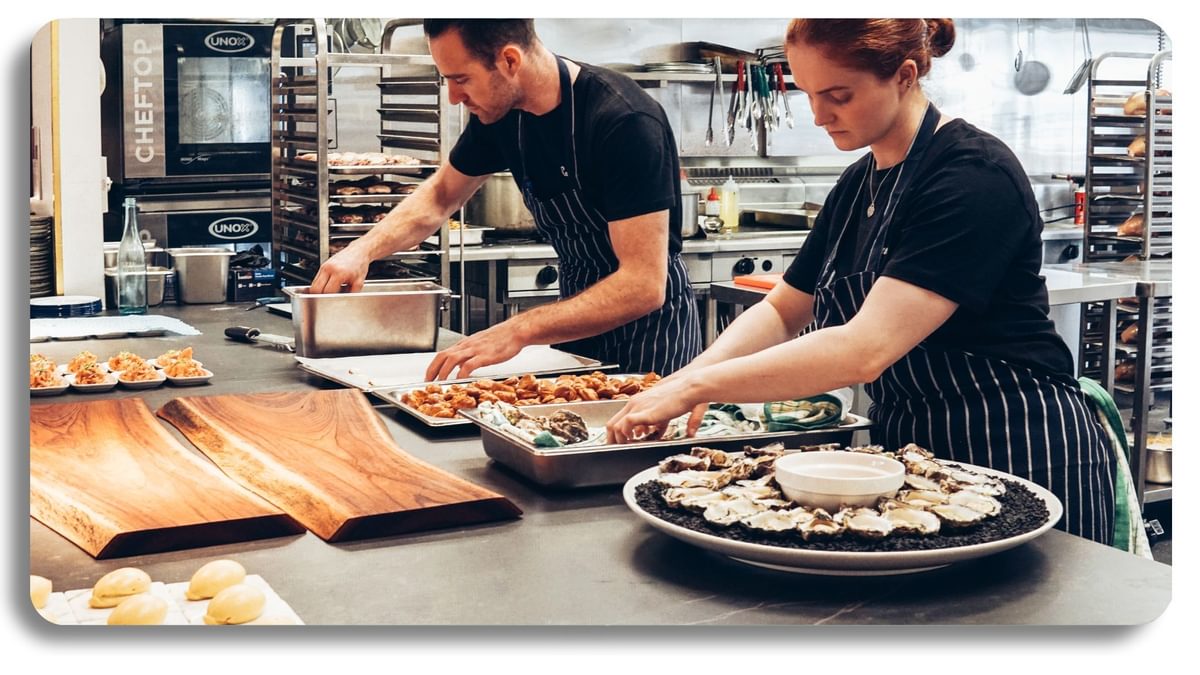 Image of caterers preparing catering