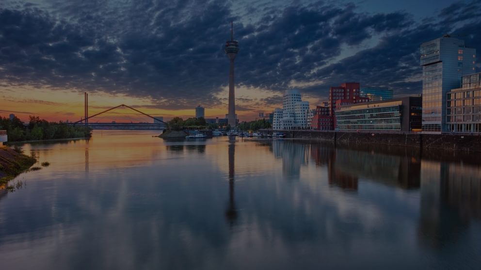 Düsseldorf skyline shot by the river