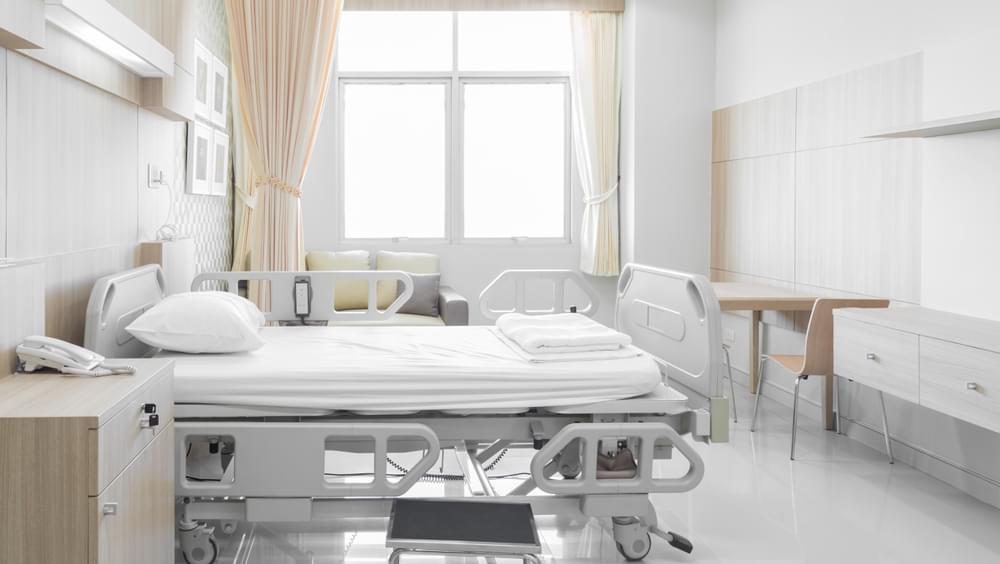 Private room in hospital with bed