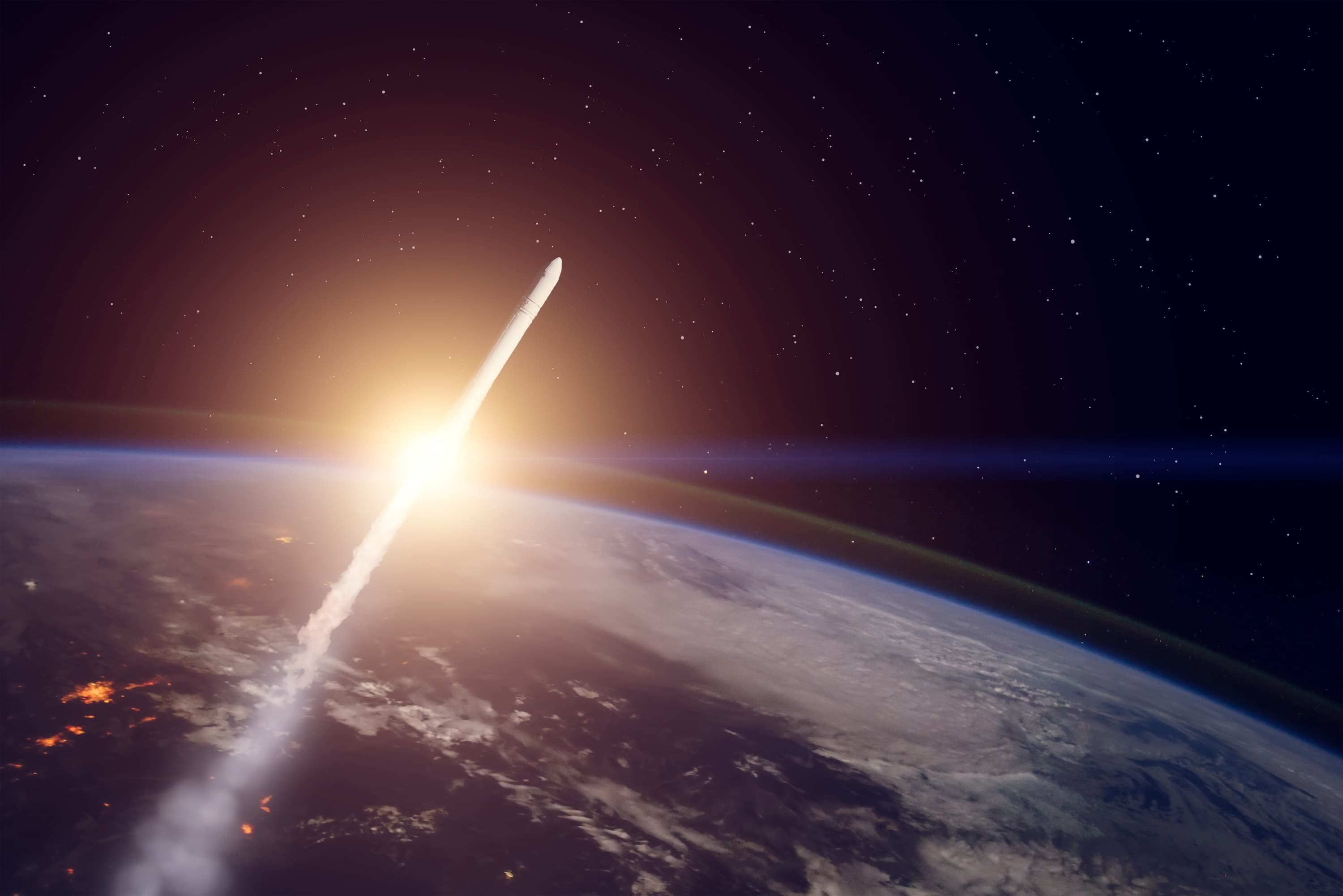 Rocket orbiting earth