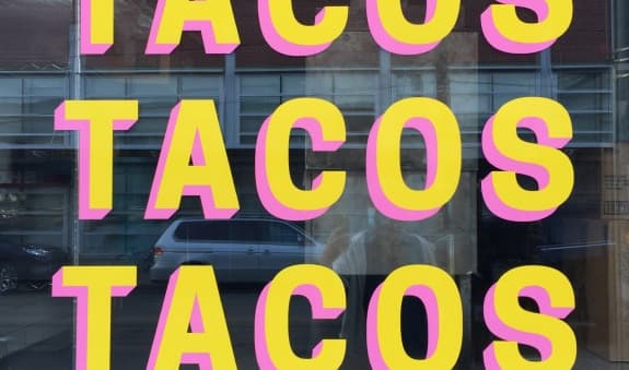 Taco store window