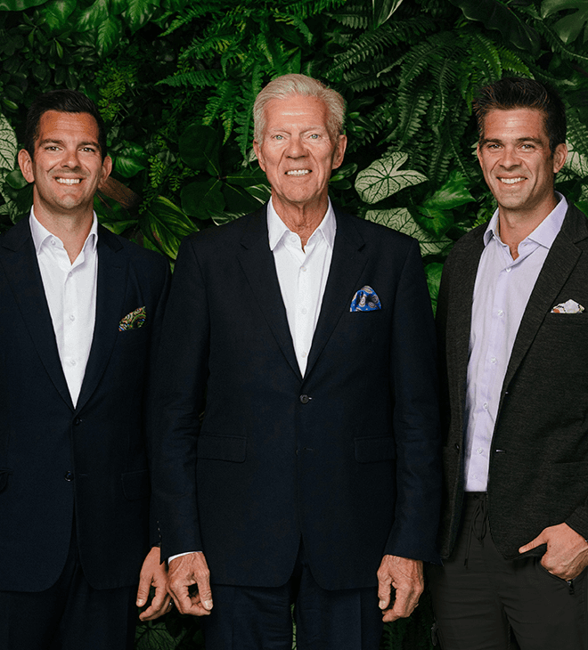From left to right: Tyler Harden, Co-CEO, Bill Harden, Founder and Chairman, Chris Harden, Co-CEO