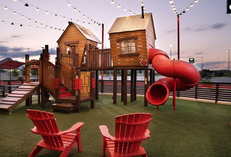 kids playground and outdoor patio bar