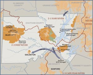 The Chatham County water distribution system.