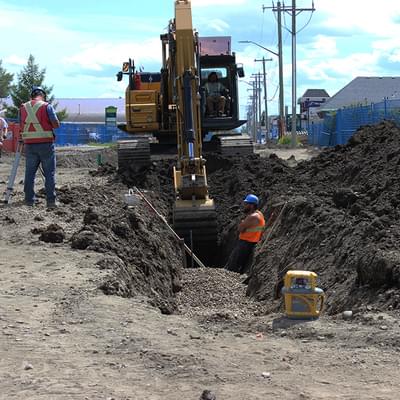 Construction in front of Sally's 1