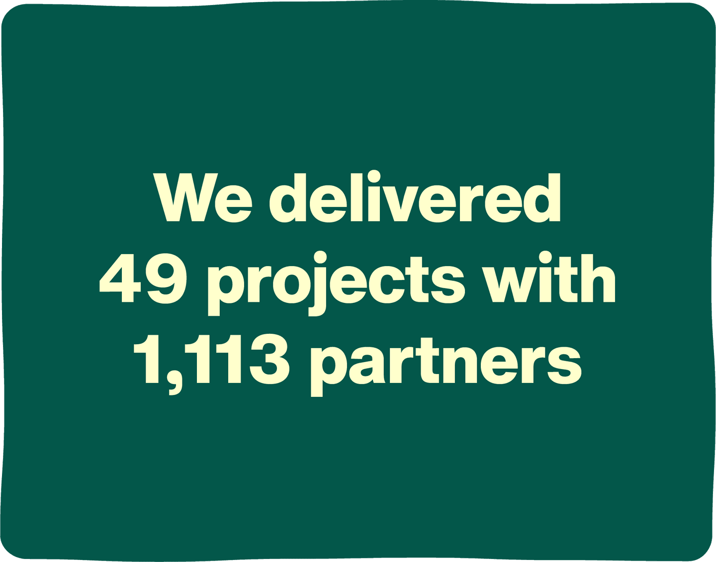 Stat: We delivered 49 projects with 1113 partners