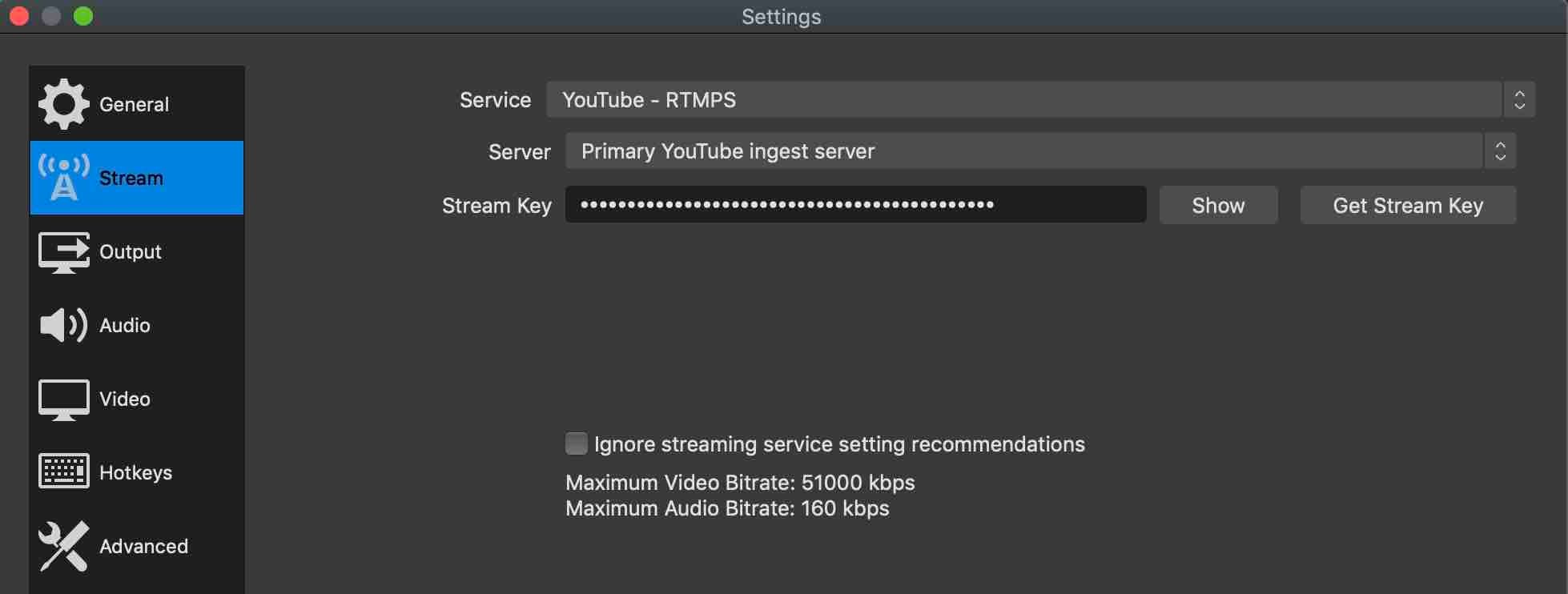 How to Broadcast Radio on YouTube OBS Stream Settings