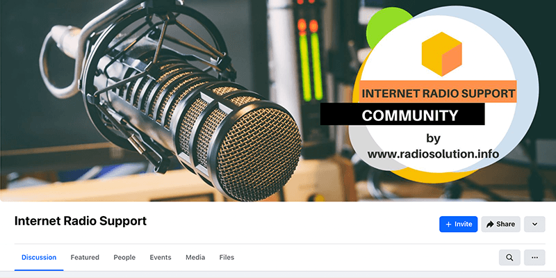 A screenshot of Internet Radio Support Facebook Group