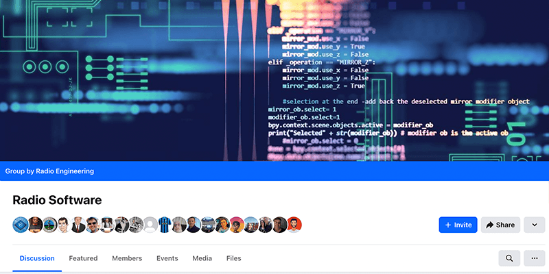 A screenshot of the Radio Software Facebook group.