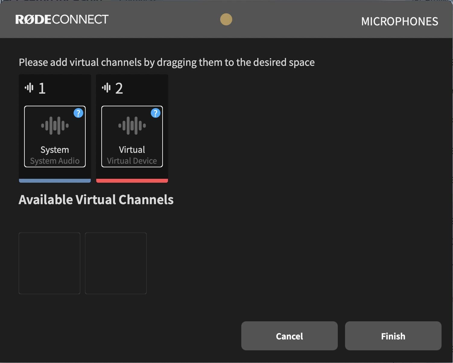 Rode Connect Setup for Radio Virtual Channels