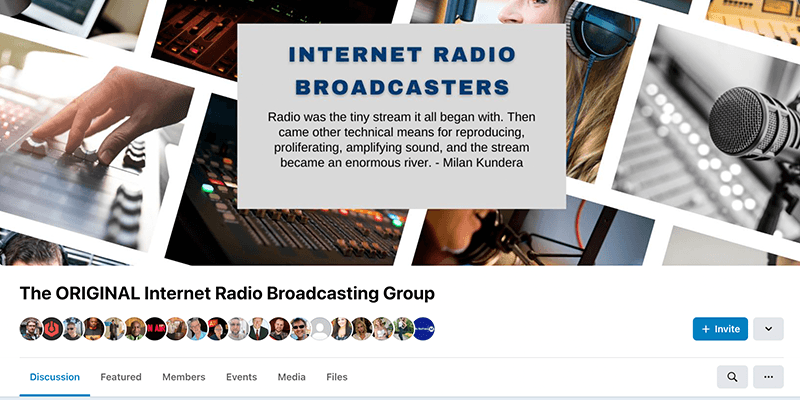 A screenshot of the Internet Radio Broadcasting Tech & Tips Facebook group.