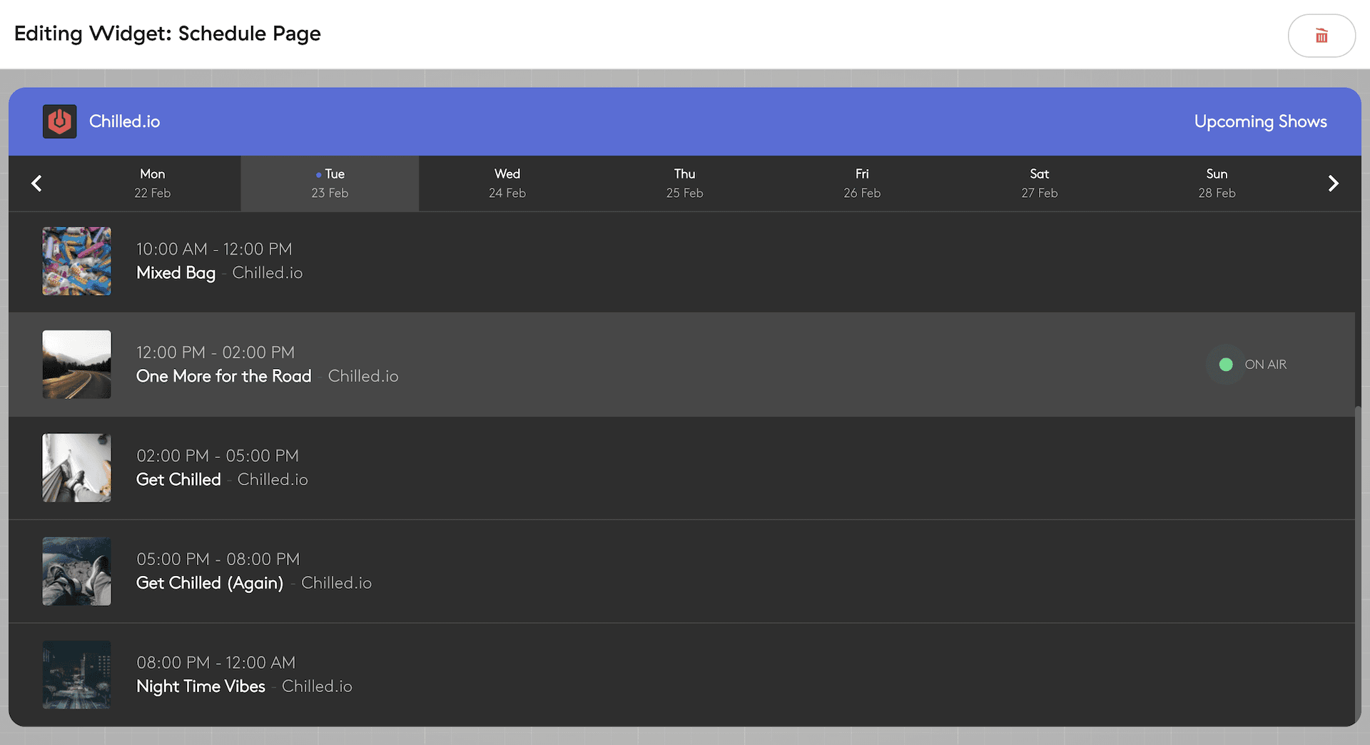 Radio schedule preview