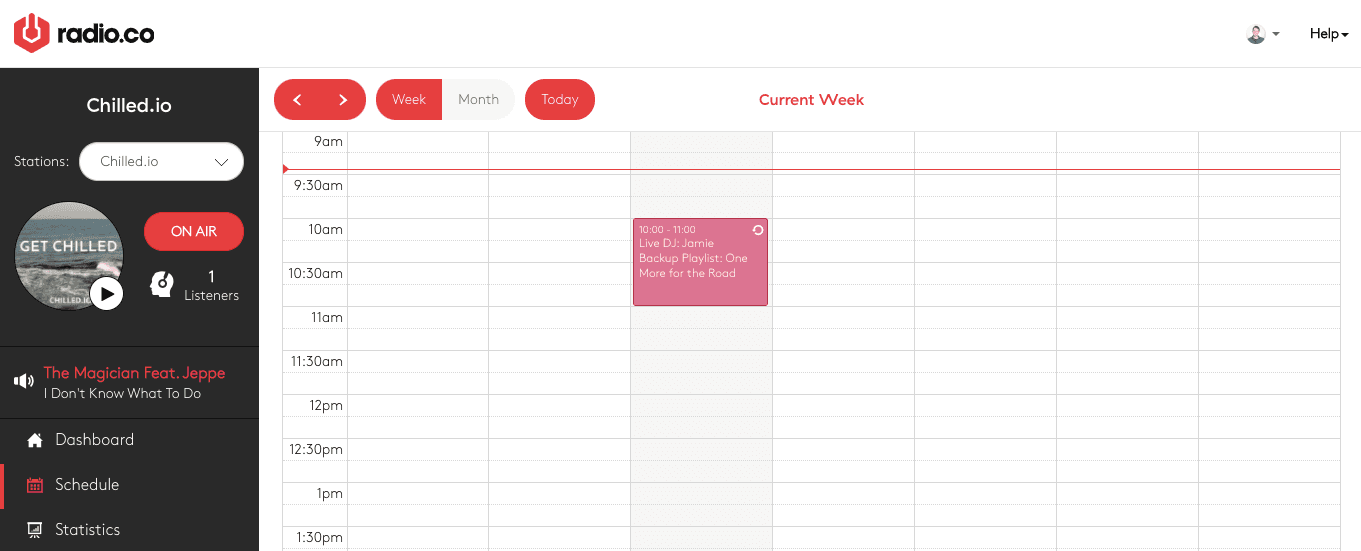 User view of scheduled event