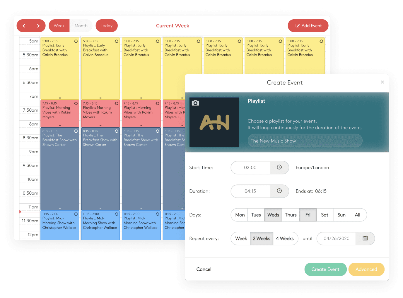 Radio.co dashboard