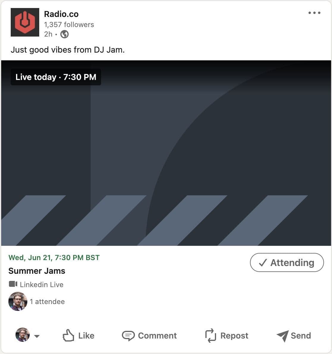 A scheduled event on LinkedIn.