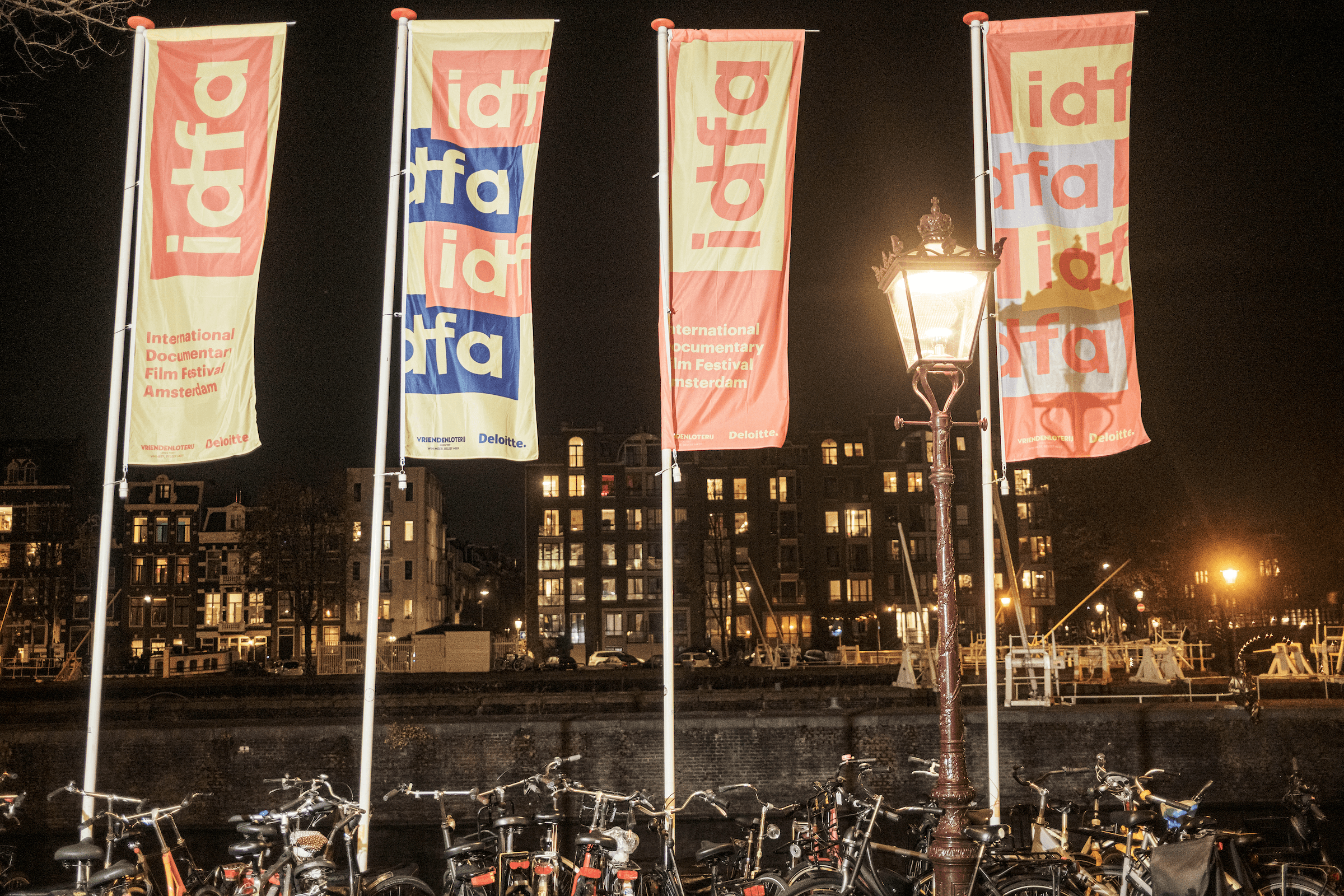 Flags at night