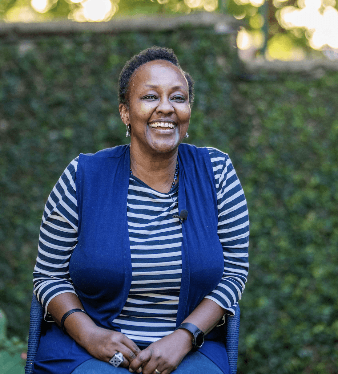 Judy Portrait home stripy shirt